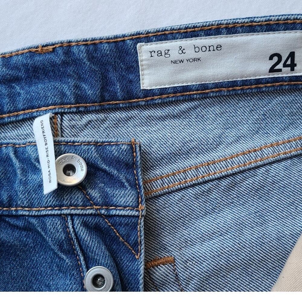 Rag & Bone Rosa Mid-Rise Ankle Boyfriend Clean Mick Blue Jeans Womens Sz 24 EUC - Picture 9 of 16